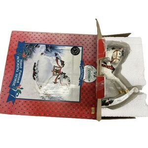 VTG Christmas Expressions Handpainted 18kt Gold Leaf‎ Rocking Horse Figurine 16"